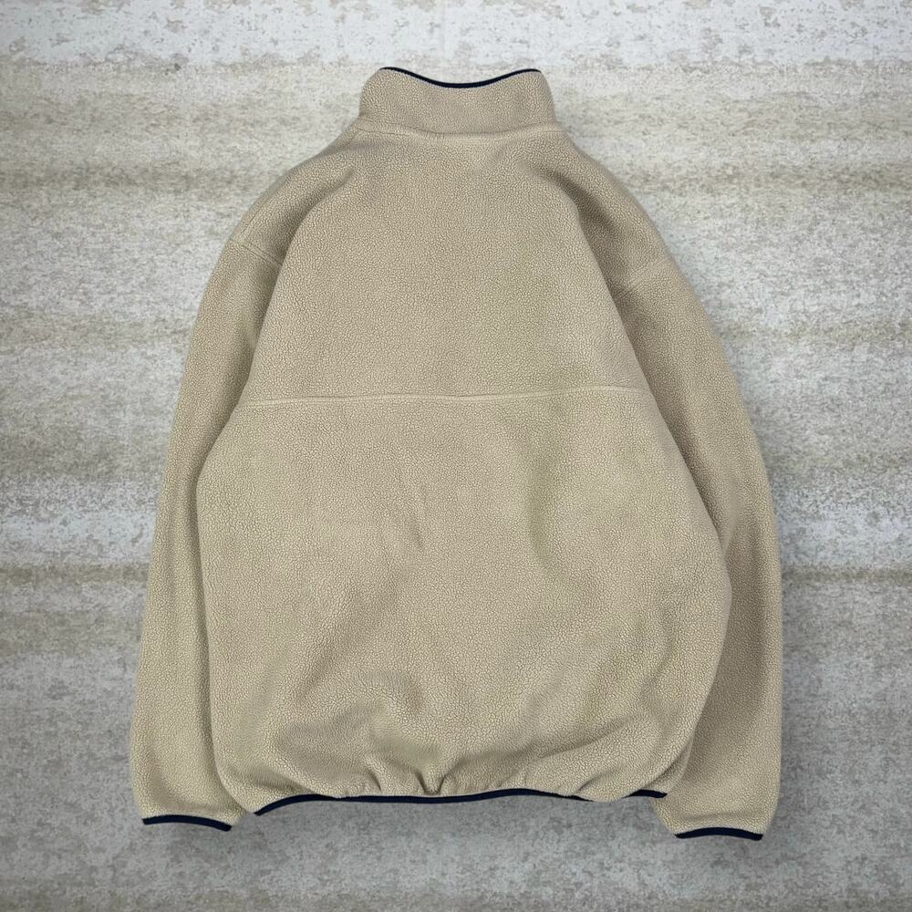 Patagonia Synchilla Jacket Tan Fleece Quarter Button Up Navy Blue - Picture 2 of 6